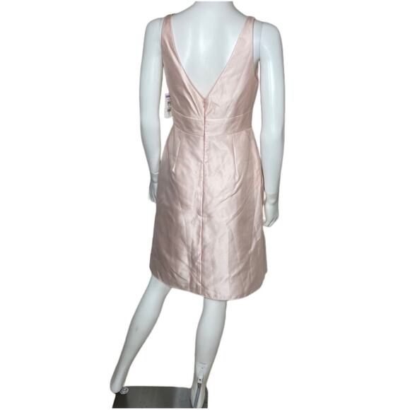 Alfred Sung Women’s V-Neck Pleated Skirt Cocktail Dress With Pockets Blush Sz 4 - Picture 5 of 8